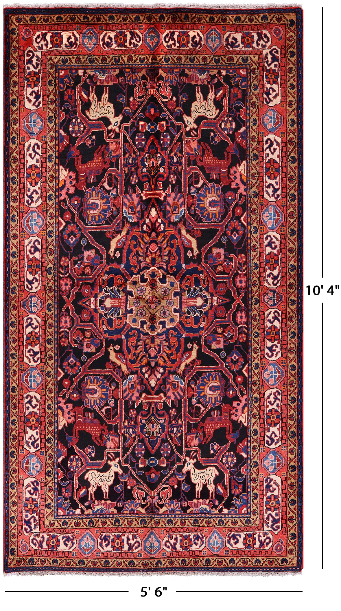 Black New Authentic Persian Nahavand Area Rug - 5' 6" X 10' 4" - Golden Nile