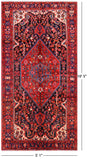 Black New Persian Hamadan Full Pile Wool Rug - 5' 1" X 10' 5" - Golden Nile