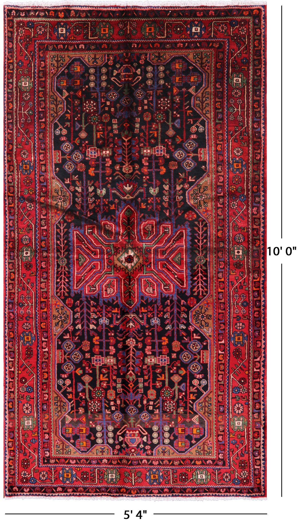 Black New Persian Nahavand Wool Rug - 5' 4" X 10' 0" - Golden Nile