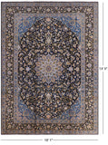 Blue New Authentic Persian Kashan Hand Knotted Rug - 10' 1" X 13' 5" - Golden Nile