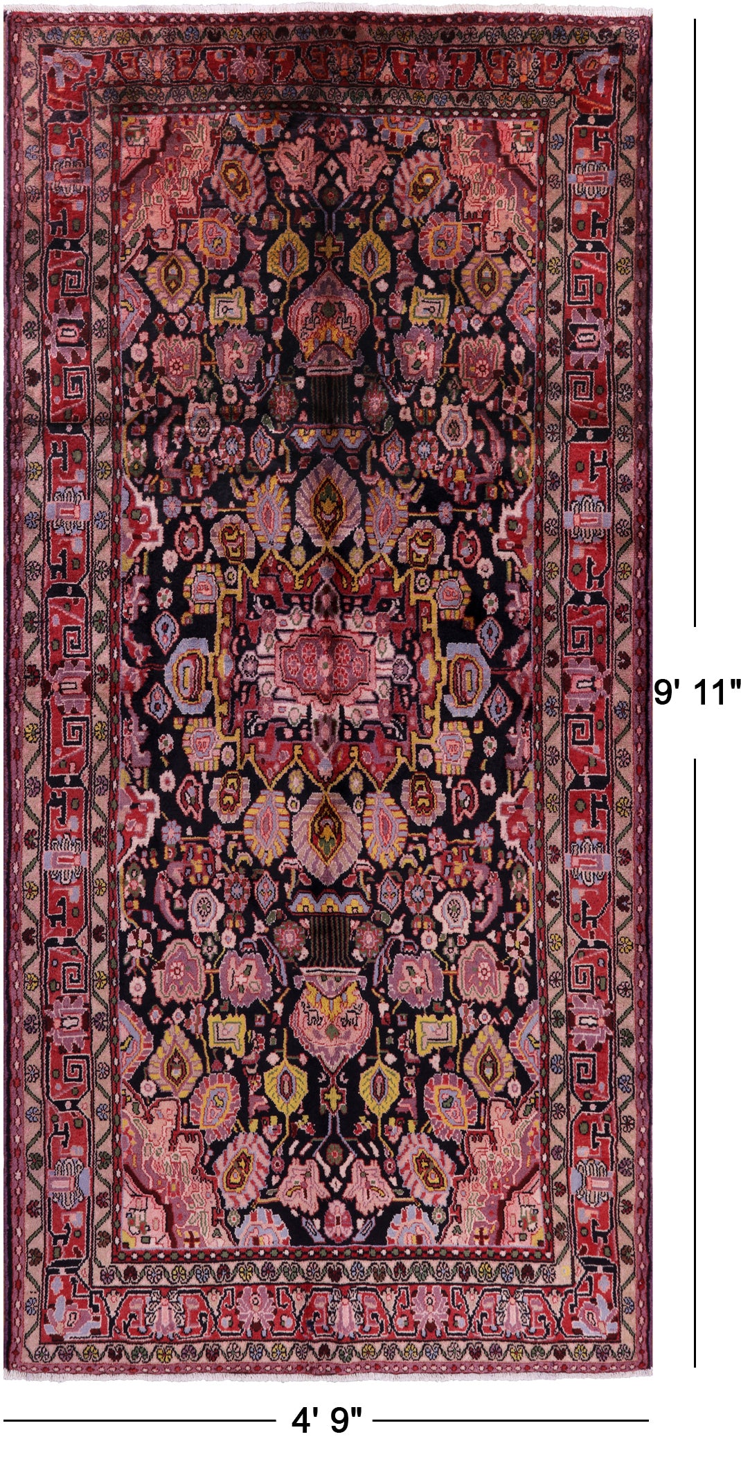 New Authentic Persian Nahavand Hand Knotted Wool Rug - 4' 9" X 9' 11" - Golden Nile