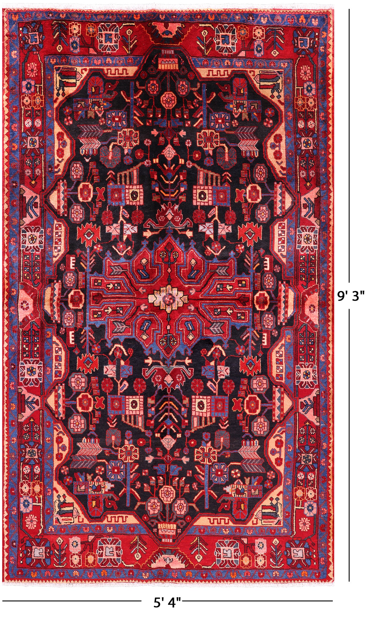 Black New Authentic Persian Nahavand Rug - 5' 4" X 9' 3" - Golden Nile
