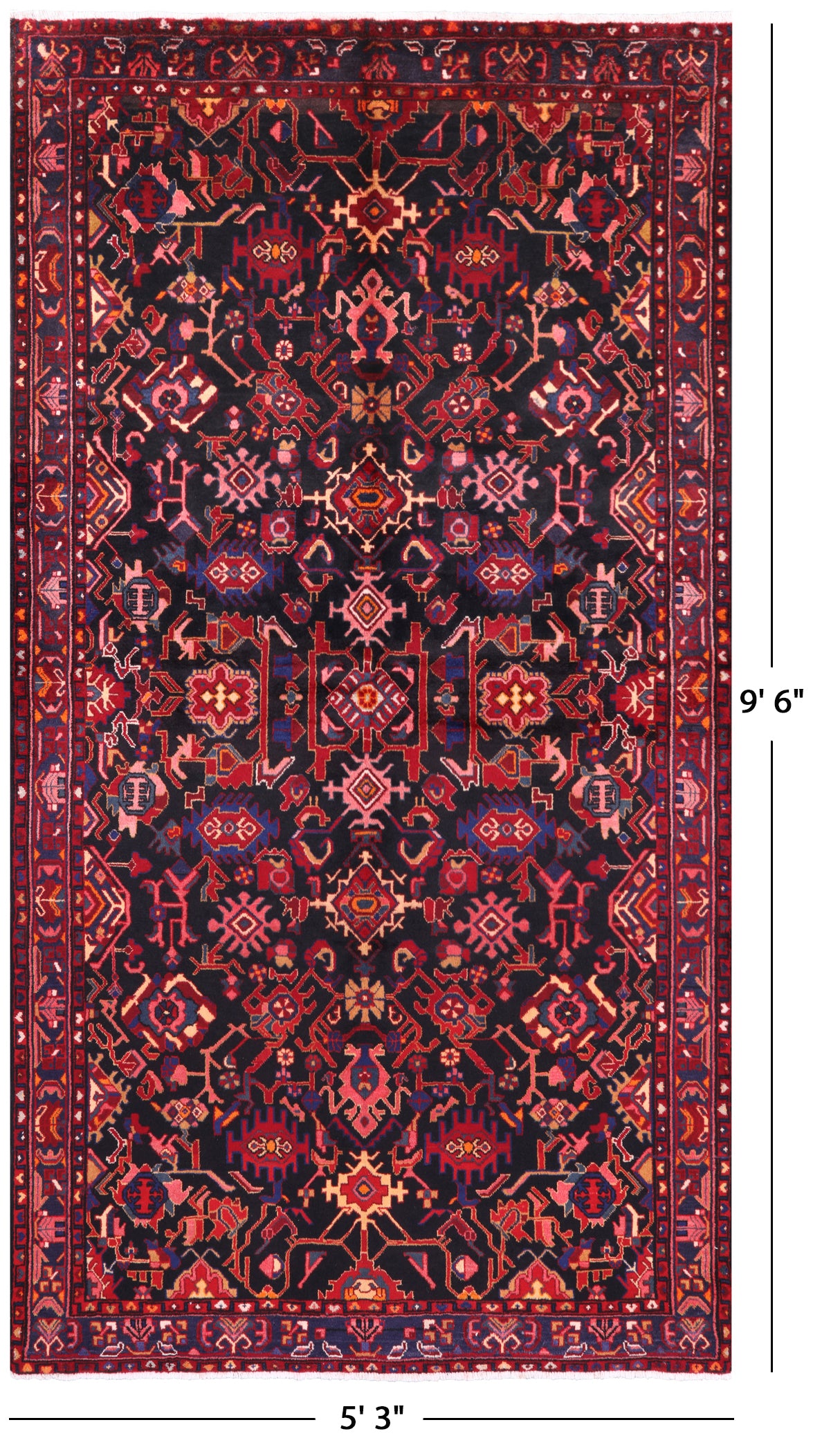 Black New Authentic Persian Nahavand Rug - 5' 3" X 9' 6" - Golden Nile