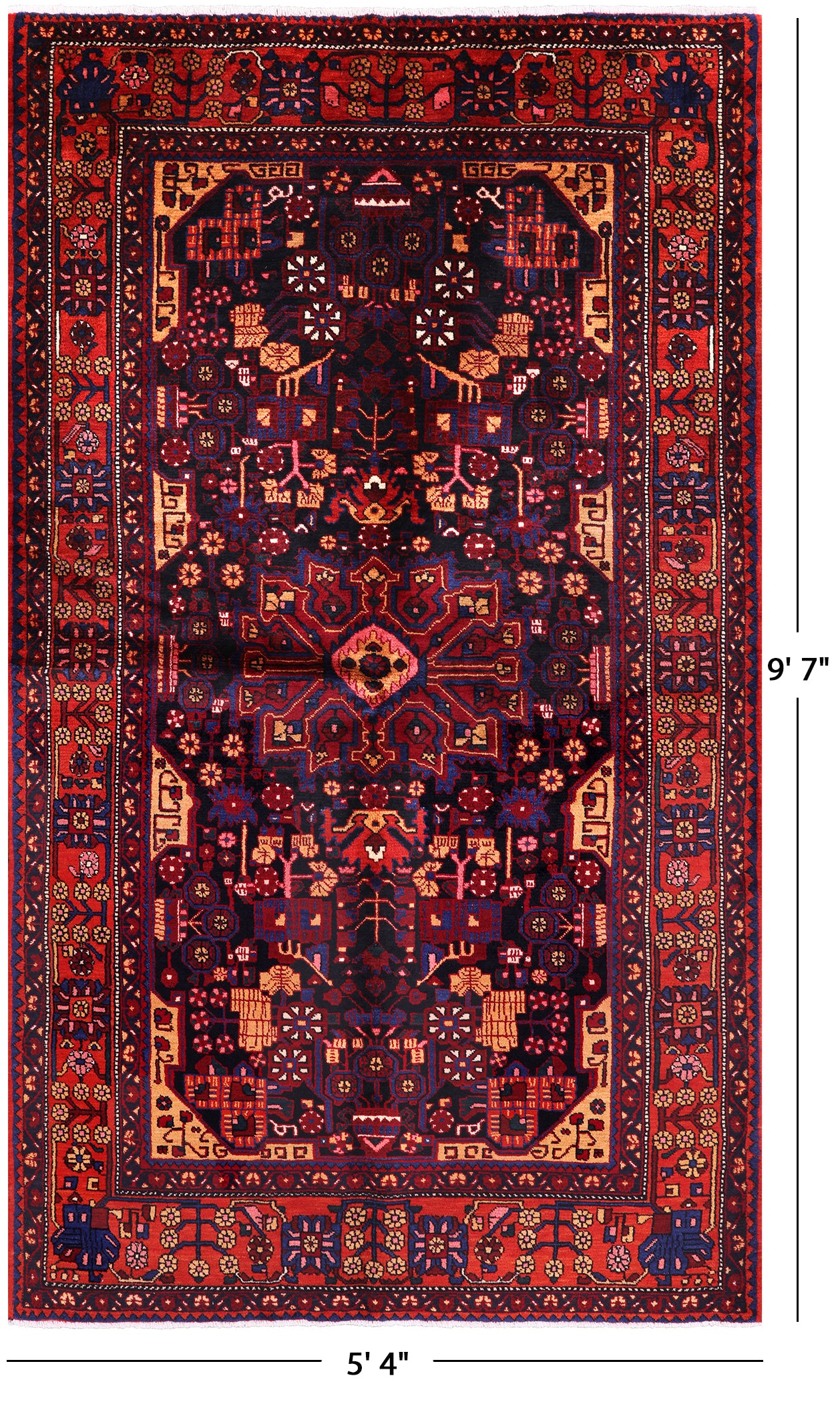 Black New Authentic Persian Nahavand Rug - 5' 4" X 9' 7" - Golden Nile