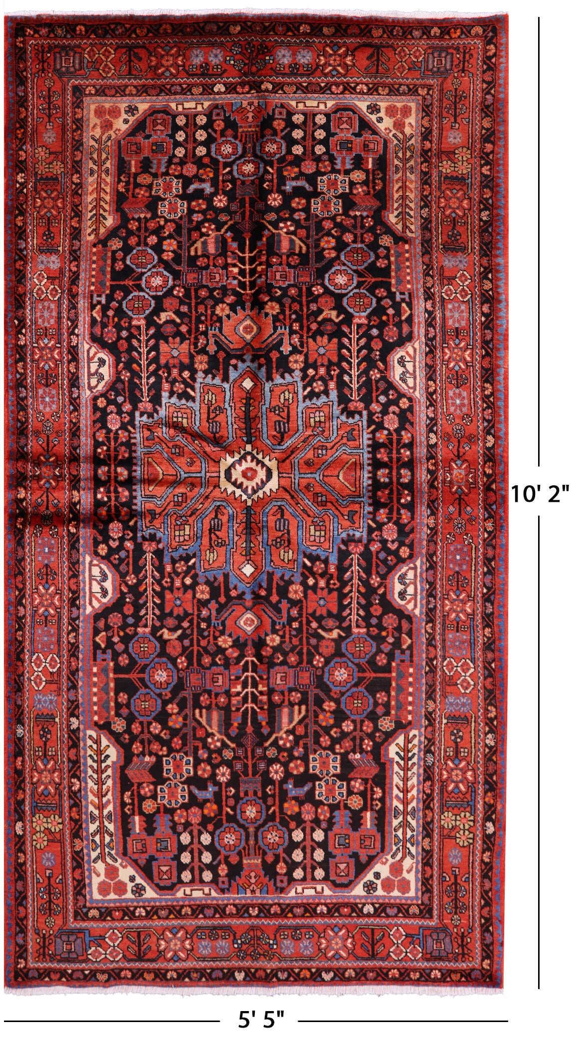 Black New Handmade Authentic Persian Nahavand Rug - 5' 5" X 10' 2" - Golden Nile