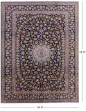 Blue Handmade New Authentic Persian Kashan Wool Rug - 10' 3" X 13' 3" - Golden Nile