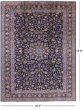 Blue New Authentic Persian Kashan Hand Knotted Rug - 10' 2" X 13' 9" - Golden Nile