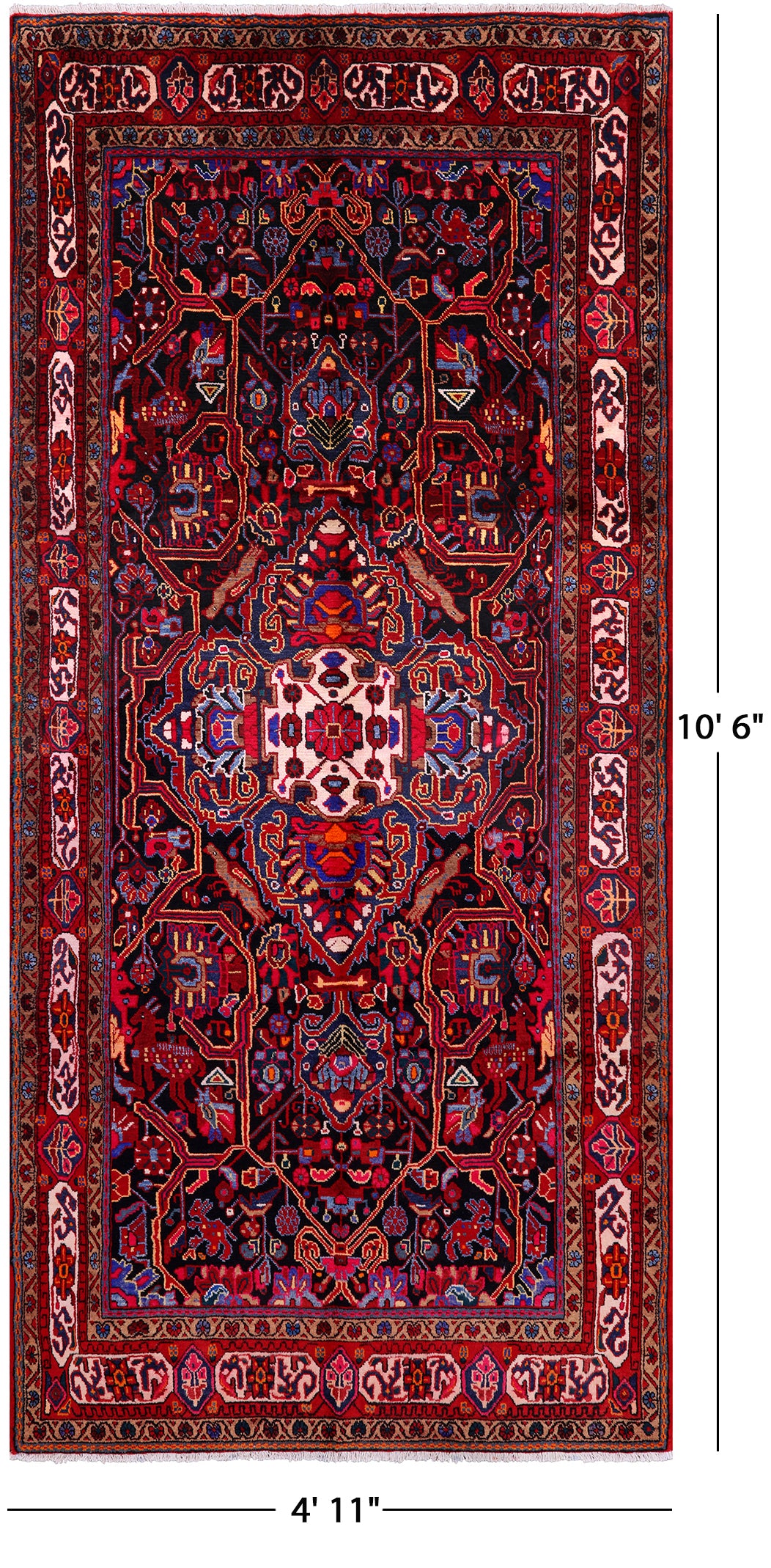 Black New Authentic Persian Nahavand Rug - 4' 11" X 10' 6" - Golden Nile