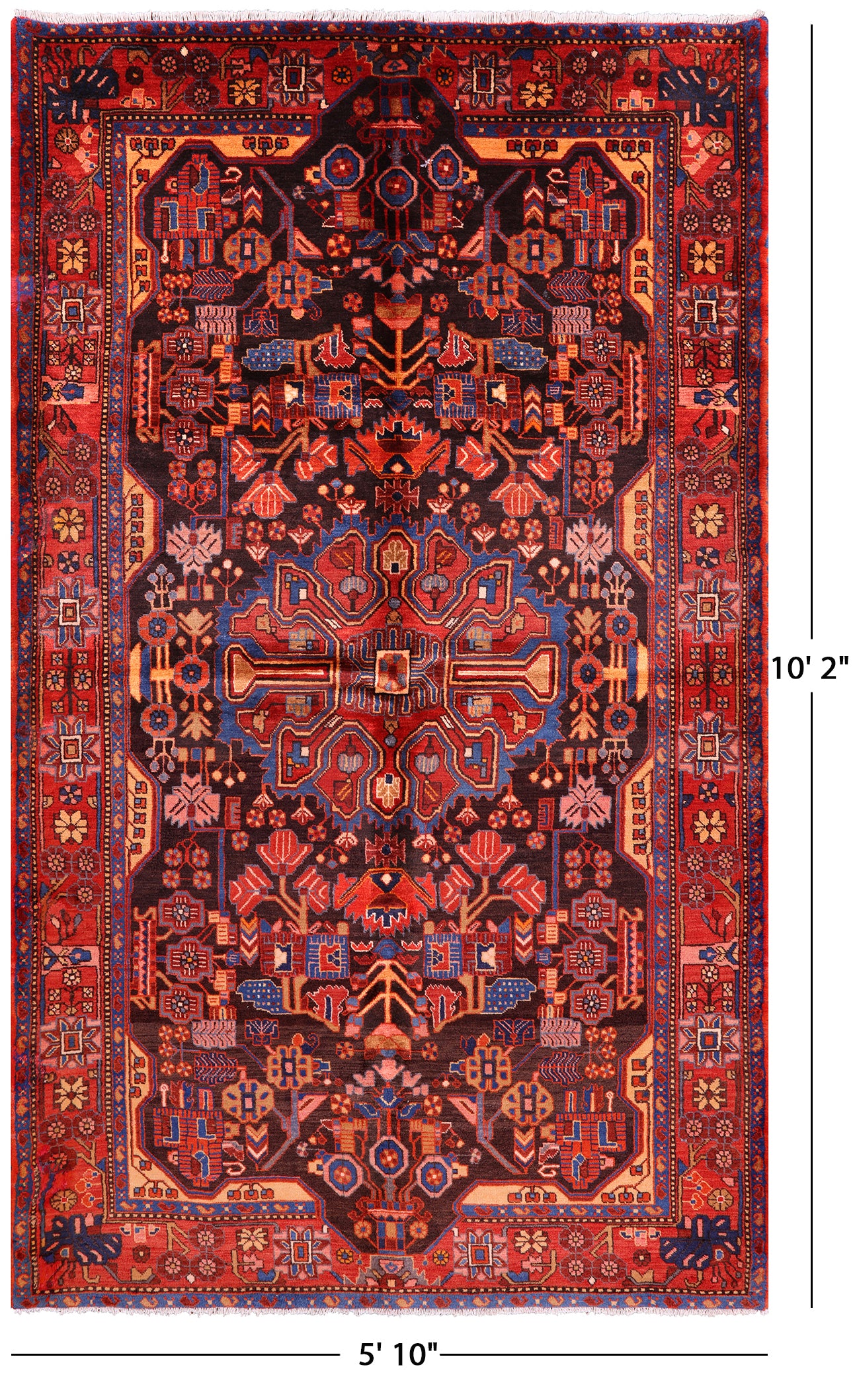 New Persian Nahavand Hand Knotted Rug - 5' 10" X 10' 2" - Golden Nile