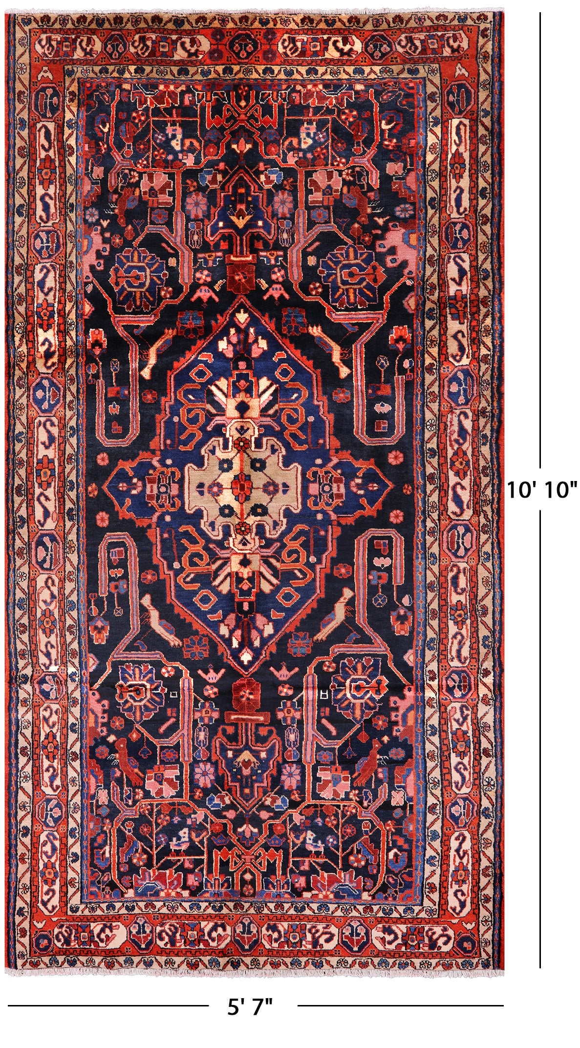 New Persian Nahavand Handmade Rug - 5' 7" X 10' 10" - Golden Nile