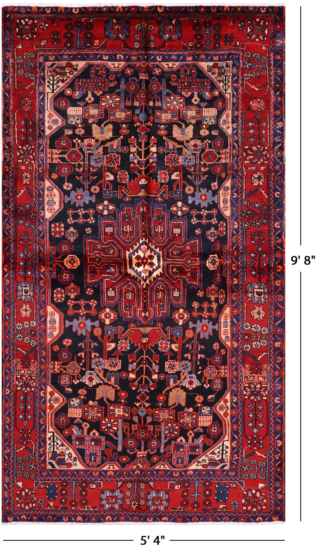 New Persian Hand Knotted Nahavand Rug - 5' 4" X 9' 8" - Golden Nile