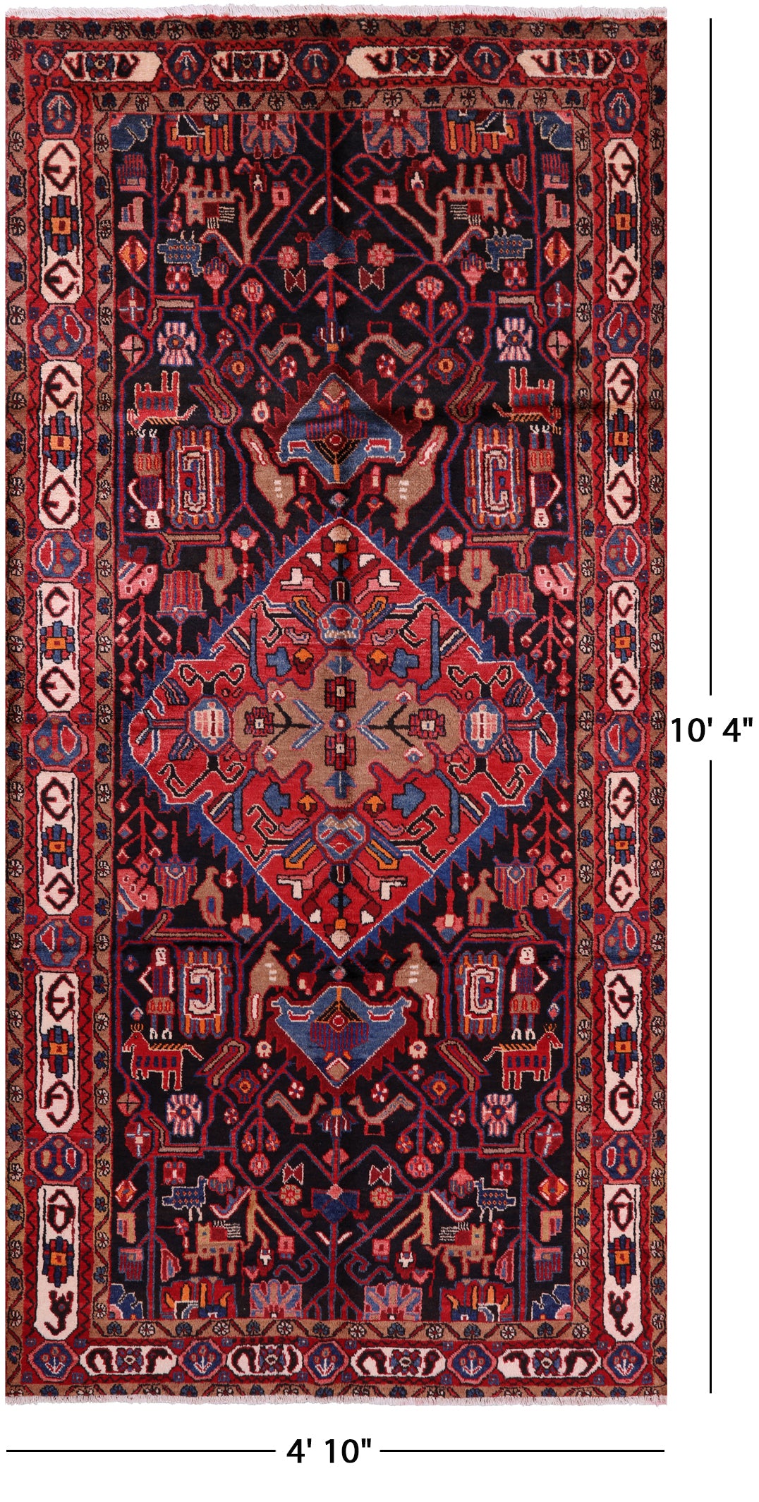 New Persian Nahavand Hand Knotted Rug - 4' 10" X 10' 4" - Golden Nile