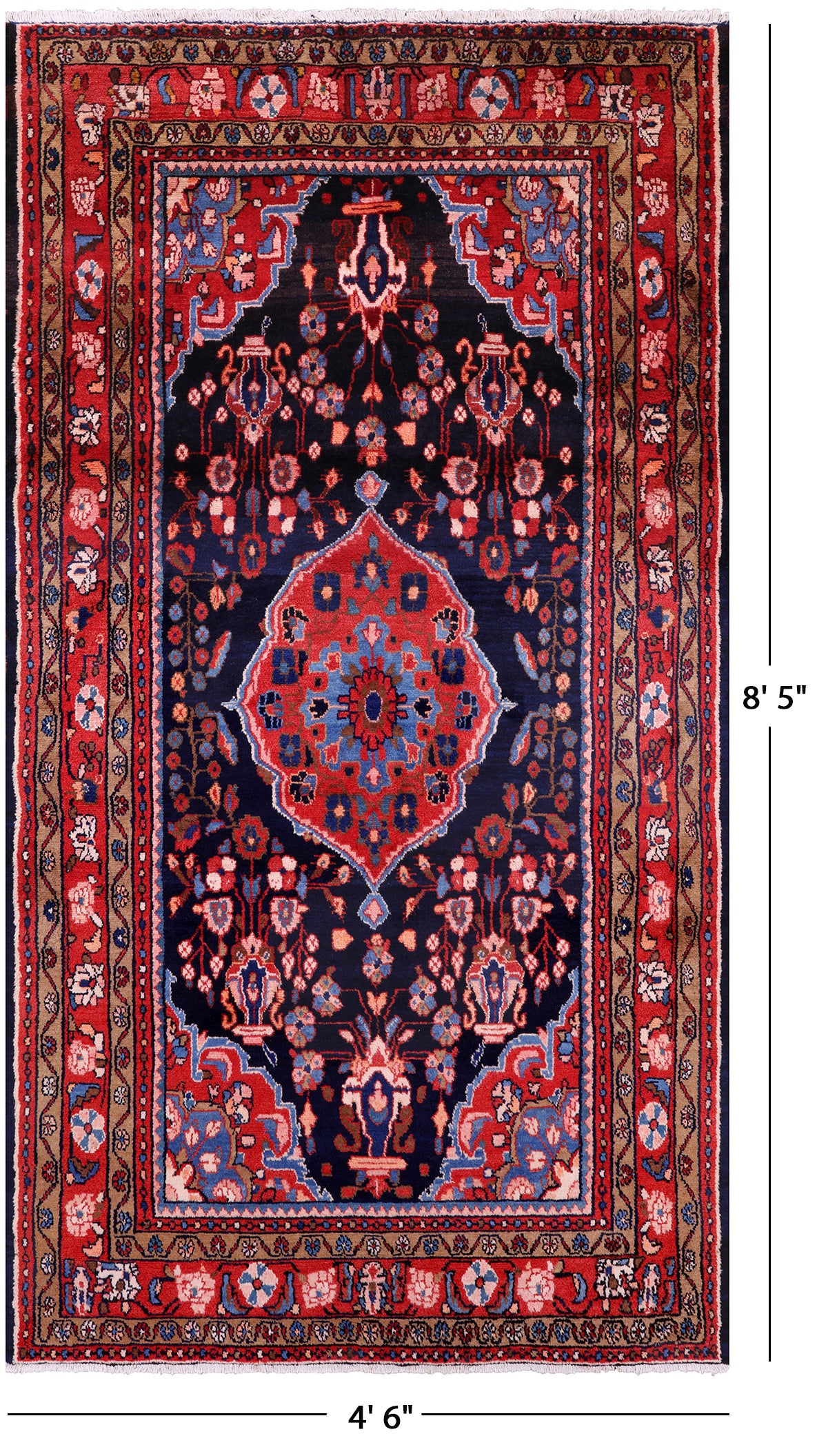 New Authentic Persian Nahavand Hand Knotted Rug - 4' 6" X 8' 5" - Golden Nile