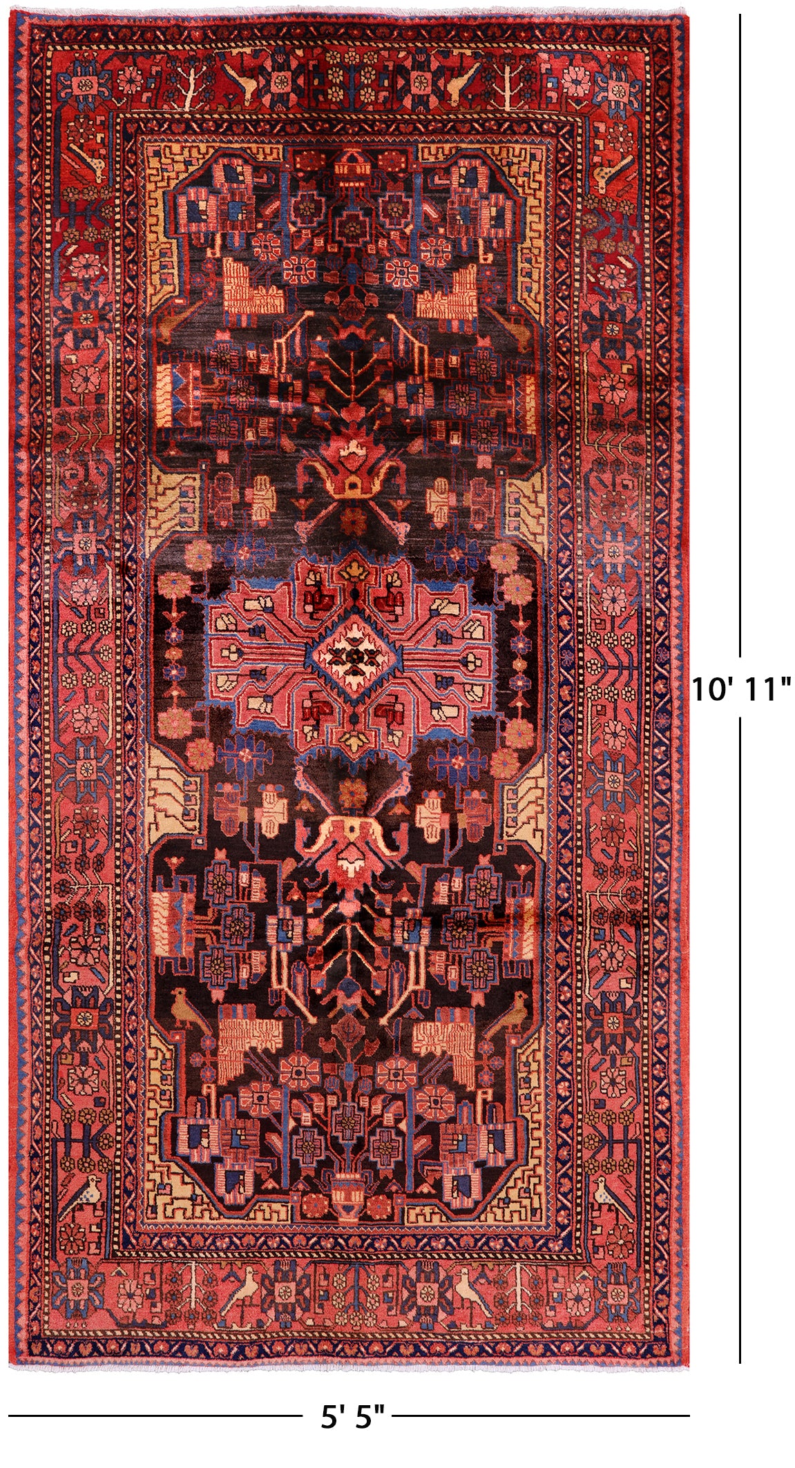 New Persian Nahavand Hnad Knotted Rug - 5' 5" X 10' 11" - Golden Nile