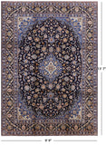 Blue New Authentic Persian Kashan Hand Knotted Rug - 9' 9" X 13' 7" - Golden Nile