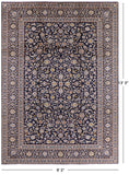 Blue New Signed Authentic Persian Kashan Area Rug - 9' 5" X 13' 3" - Golden Nile