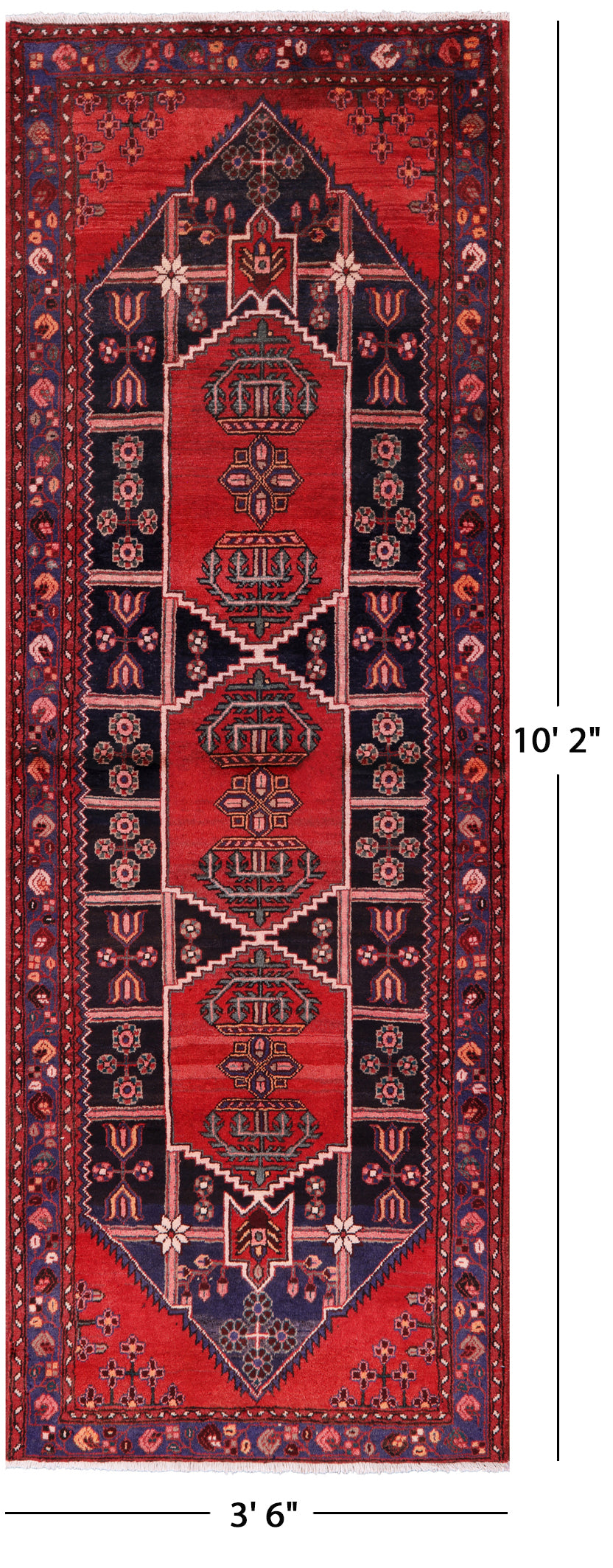 Black Runner Hand Knotted New Persian Authentic Nahavand Wool Rug - 3' 6" X 10' 2" - Golden Nile