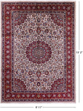 Ivory New Persian Mashad Hand Knotted Full Pile Wool Rug - 9' 11" X 13' 2" - Golden Nile