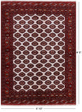 Ivory Authentic Persian Turkmen Wool On Wool Handmade Rug - 6' 10" X 9' 5" - Golden Nile