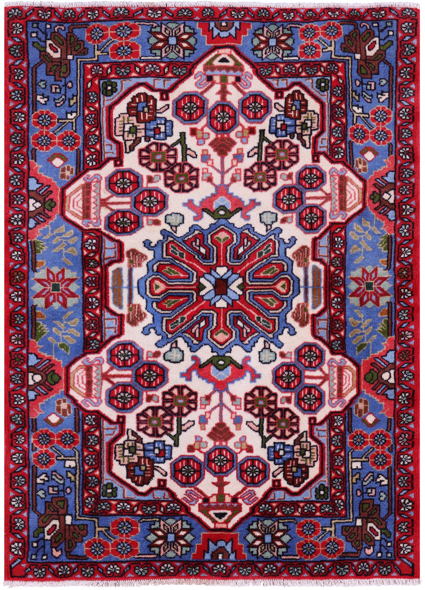 Ivory New Authentic Persian Nahavand Wool Rug - 3' 5" X 4' 8" - Golden Nile