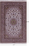 Ivory Isfahan Authentic Persian Hand Knotted Wool & Silk Area Rug - 5' 1" X 8' 2" - Golden Nile