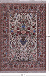 Ivory Isfahan Authentic Persian Hand Knotted Wool & Silk Area Rug - 5' 1" X 7' 8" - Golden Nile