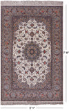Ivory Isfahan Authentic Persian Hand Knotted Wool & Silk Area Rug - 5' 1" X 7' 8" - Golden Nile
