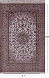 Ivory Isfahan Authentic Persian Hand Knotted Wool & Silk Area Rug - 5' 1" X 7' 8" - Golden Nile