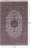 Ivory Isfahan Authentic Persian Hand Knotted Wool & Silk Area Rug - 5' 3" X 7' 10" - Golden Nile