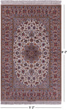 Ivory Isfahan Authentic Persian Hand Knotted Wool & Silk Area Rug - 5' 2" X 8' 2" - Golden Nile