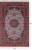 Ivory Isfahan Authentic Persian Hand Knotted Wool & Silk Area Rug - 5' 4" X 8' 2" - Golden Nile