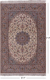 Ivory Isfahan Authentic Persian Hand Knotted Wool & Silk Area Rug - 5' 1" X 7' 7" - Golden Nile