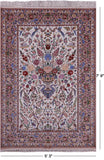 Ivory Isfahan Authentic Persian Hand Knotted Wool & Silk Area Rug - 5' 3" X 7' 9" - Golden Nile