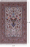 Ivory Isfahan Authentic Persian Hand Knotted Wool & Silk Area Rug - 5' 3" X 7' 10" - Golden Nile