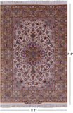 Isfahan Authentic Persian Hand Knotted Wool & Silk Area Rug - 5' 1" X 7' 8" - Golden Nile
