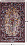 Isfahan Authentic Persian Hand Knotted Wool & Silk Area Rug - 4' 11" X 7' 11" - Golden Nile