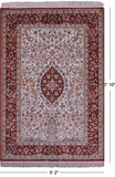 Ivory Isfahan Authentic Persian Hand Knotted Wool & Silk Area Rug - 5' 2" X 7' 10" - Golden Nile