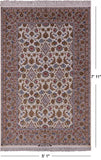 Ivory Isfahan Authentic Persian Hand Knotted Wool & Silk Area Rug - 5' 1" X 7' 11" - Golden Nile