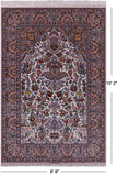 Ivory Isfahan Authentic Persian Hand Knotted Wool & Silk Area Rug - 6' 8" X 10' 2" - Golden Nile