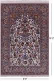 Ivory Isfahan Authentic Persian Hand Knotted Wool & Silk Area Rug - 6' 8" X 10' 2" - Golden Nile