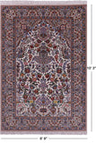 Ivory Isfahan Authentic Persian Hand Knotted Wool & Silk Area Rug - 6' 9" X 10' 3" - Golden Nile