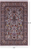 Ivory Isfahan Authentic Persian Hand Knotted Wool & Silk Area Rug - 6' 8" X 10' 2" - Golden Nile