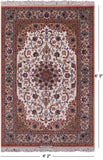 Ivory Isfahan Authentic Persian Hand Knotted Wool & Silk Area Rug - 4' 2" X 6' 3" - Golden Nile
