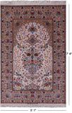 Ivory Isfahan Authentic Persian Hand Knotted Wool & Silk Area Rug - 5' 1" X 7' 8" - Golden Nile