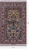 Gold Isfahan Authentic Persian Hand Knotted Wool & Silk Area Rug - 4' 11" X 7' 9" - Golden Nile