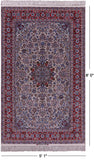 Isfahan Authentic Persian Hand Knotted Wool & Silk Area Rug - 5' 1" X 8' 0" - Golden Nile