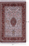 Ivory Isfahan Authentic Persian Hand Knotted Wool & Silk Area Rug - 5' 1" X 7' 11" - Golden Nile