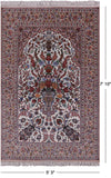 Ivory Isfahan Authentic Persian Hand Knotted Wool & Silk Area Rug - 5' 3" X 7' 10" - Golden Nile