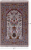 Ivory Isfahan Authentic Persian Hand Knotted Wool & Silk Area Rug - 5' 1" X 7' 7" - Golden Nile