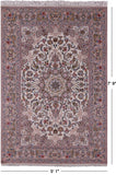 Ivory Isfahan Authentic Persian Hand Knotted Wool & Silk Area Rug - 5' 1" X 7' 9" - Golden Nile